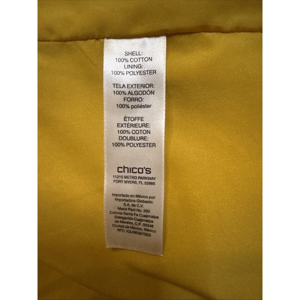 Chico's Womens Blazer Jacket‎ Yellow Size 0